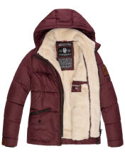 Navahoo Megan Damen Winter Steppacke mit Kapuze Weinrot Größe XS - Gr. 34