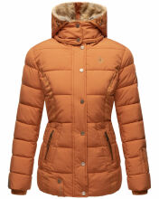 Marikoo Nekoo warm gefütterte Damen Winterjacke mit Kunstfell Cinnamon Größe S - Gr. 36