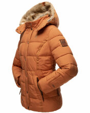 Marikoo Nekoo warm gefütterte Damen Winterjacke mit Kunstfell Cinnamon Größe S - Gr. 36