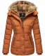 Marikoo Nekoo warm gefütterte Damen Winterjacke mit Kunstfell Cinnamon Größe S - Gr. 36