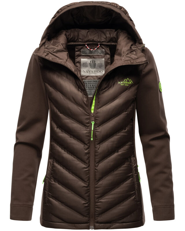 Navahoo Nimm mich mit Damen Fleece Hybrid Jacke Trekking Wanderjacke Dark-Choco-Gr.L