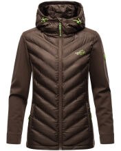 Navahoo Nimm mich mit Damen Fleece Hybrid Jacke Trekking Wanderjacke Dark-Choco-Gr.XL