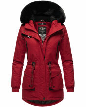 Navahoo Olessaa Damen halblange Winterjacke mit Kapuze Blood Red Größe S - Gr. 36