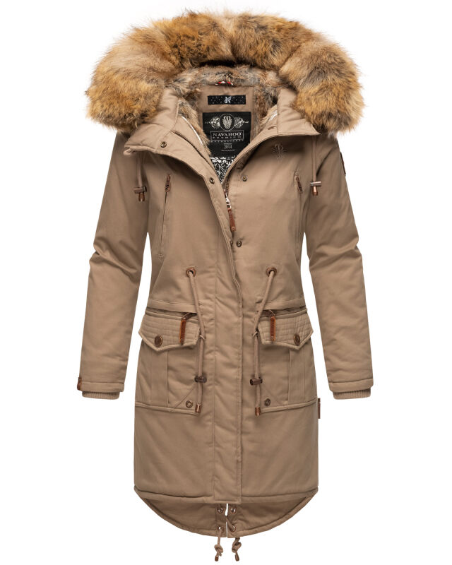 Navahoo Rosinchen Damen Winterjacke mit Kapuze Taupe