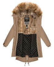 Navahoo Rosinchen Damen Winterjacke mit Kapuze Taupe Gr&ouml;&szlig;e S - Gr. 36