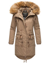 Navahoo Rosinchen Damen Winterjacke mit Kapuze Taupe Gr&ouml;&szlig;e M - Gr. 38