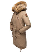 Navahoo Rosinchen Damen Winterjacke mit Kapuze Taupe Gr&ouml;&szlig;e M - Gr. 38
