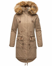 Navahoo Rosinchen Damen Winterjacke mit Kapuze Taupe Größe XL - Gr. 42