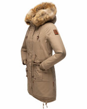 Navahoo Rosinchen Damen Winterjacke mit Kapuze Taupe Größe XL - Gr. 42