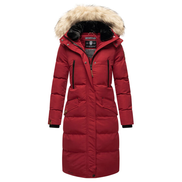 Marikoo Schneesternchen Damen lange Winter Steppjacke mit Kapuze Blood Red Größe M - Gr. 38