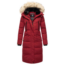 Marikoo Schneesternchen Damen lange Winter Steppjacke mit Kapuze Blood Red Größe M - Gr. 38