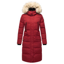 Marikoo Schneesternchen Damen lange Winter Steppjacke mit Kapuze Blood Red Größe M - Gr. 38