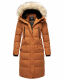 Marikoo Schneesternchen Damen lange Winter Steppjacke mit Kapuze Cinnamon Größe S - Gr. 36