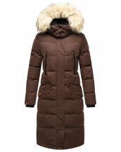 Marikoo Schneesternchen ladies long winter hooded quilted jacket Dark Choco Größe M - Gr. 38