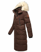 Marikoo Schneesternchen ladies long winter hooded quilted jacket Dark Choco Größe M - Gr. 38
