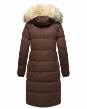 Marikoo Schneesternchen ladies long winter hooded quilted jacket Dark Choco Größe M - Gr. 38