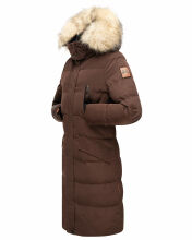 Marikoo Schneesternchen ladies long winter hooded quilted jacket Dark Choco Größe M - Gr. 38