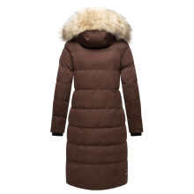 Marikoo Schneesternchen Damen lange Winter Steppjacke mit Kapuze Dark Choco Größe M - Gr. 38