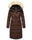 Marikoo Schneesternchen ladies long winter hooded quilted jacket Dark Choco Größe M - Gr. 38