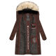 Marikoo Schneesternchen Damen lange Winter Steppjacke mit Kapuze Dark Choco Größe M - Gr. 38