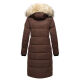 Marikoo Schneesternchen Damen lange Winter Steppjacke mit Kapuze Dark Choco Größe M - Gr. 38