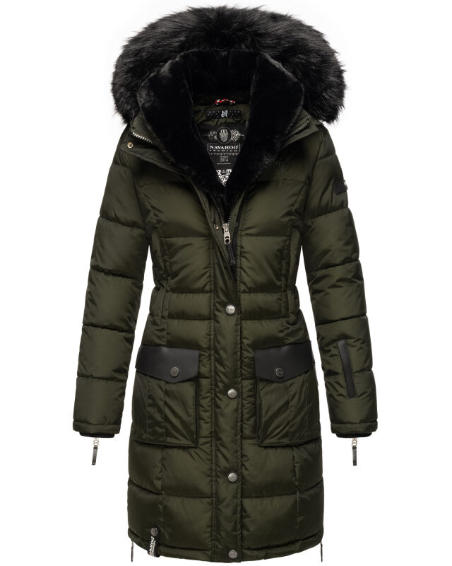 Navahoo Sinja Damen Winter Parka Jacke mit Kapuze Olive Größe XXL - Gr. 44