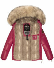 Navahoo Tikunaa Damen Winterjacke mit Kapuze und Kunstfellkragen Fuchsia Gr&ouml;&szlig;e S - Gr. 36