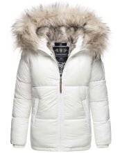 Navahoo Tikunaa Damen Winterjacke mit Kapuze und Kunstfellkragen Weiß Größe XL - Gr. 42