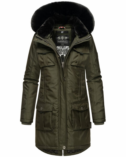 Navahoo Tiniis Damen Parka Winterjacke Dark Olive Größe M - Gr. 38