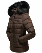 Marikoo Unique ladies quilted winter jacket with fur collar Dark Choco Größe XS - Gr. 34