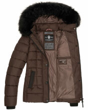 Marikoo Unique ladies quilted winter jacket with fur collar Dark Choco Größe XS - Gr. 34