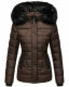 Marikoo Unique ladies quilted winter jacket with fur collar Dark Choco Größe XS - Gr. 34