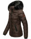 Marikoo Unique ladies quilted winter jacket with fur collar Dark Choco Größe XS - Gr. 34
