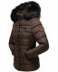 Marikoo Unique ladies quilted winter jacket with fur collar Dark Choco Größe XS - Gr. 34