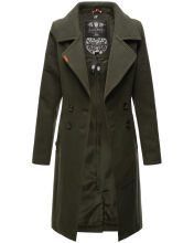 Navahoo Wooly Damen Trenchcoat Winter Mantel Dunkelgrün Größe XS - Gr. 34