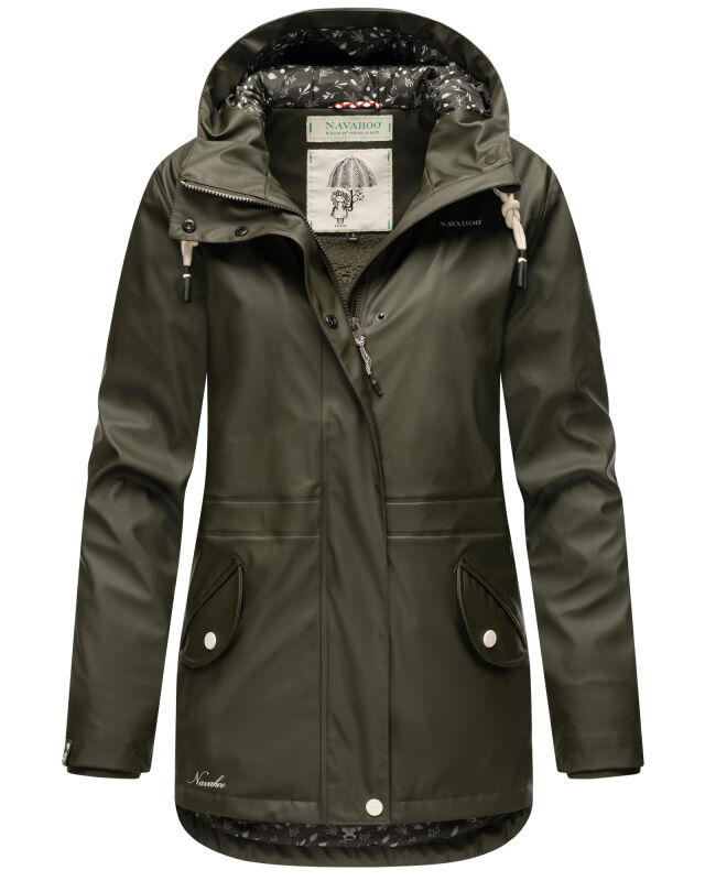 Navahoo Oceans Heart gefütterte Damen Regenjacke Dark Olive
