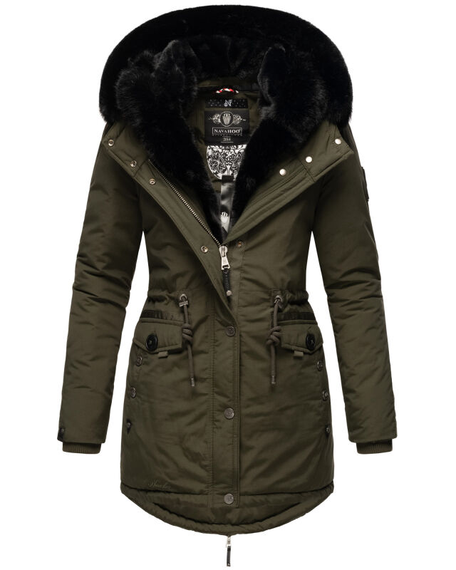 Navahoo Sweety Delux Damen Winterjacke B938 Dark Olive Gr&ouml;&szlig;e S - Gr. 36