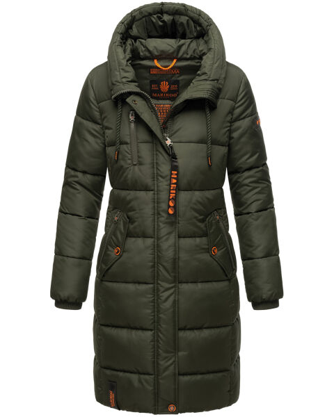 Marikoo Yuikoo lange Damen Winterjacke Dark Olive-Größe M - Gr. 38