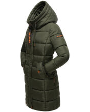 Marikoo Yuikoo lange Damen Winterjacke Dark Olive-Größe M - Gr. 38