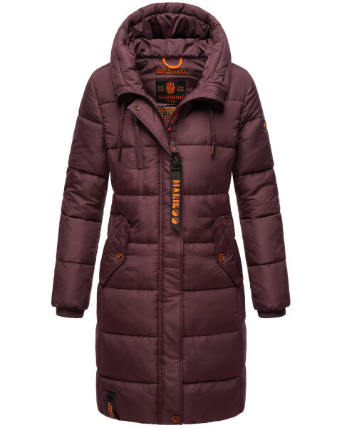 Marikoo Yuikoo lange Damen Winterjacke Weinrot-Größe M - Gr. 38
