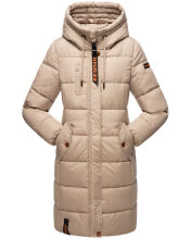 Marikoo Yuikoo lange Damen Winterjacke Taupe-Gr&ouml;&szlig;e S - Gr. 36