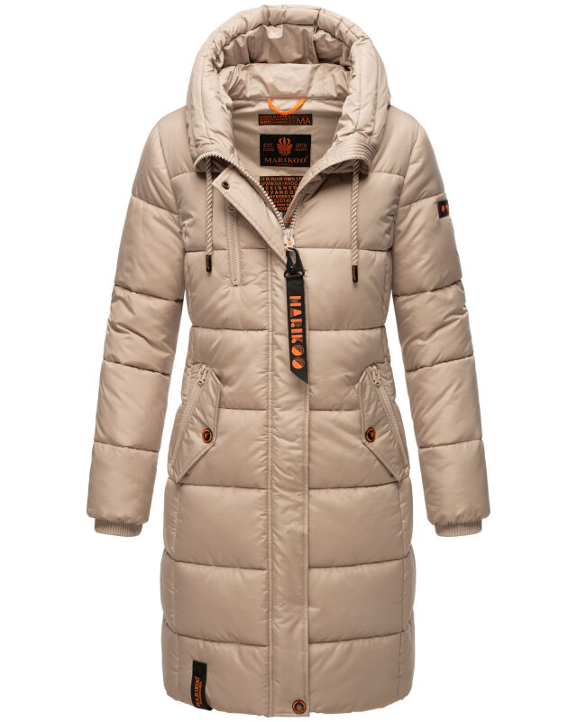 Marikoo Yuikoo lange Damen Winterjacke Taupe-Gr&ouml;&szlig;e L - Gr. 40