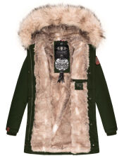 Navahoo Cristal Damen Winterjacke Parka mit Kunstfell Olive Gr.XS