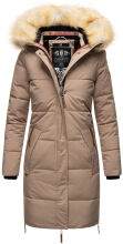 Navahoo Halina Damen Winter Steppmantel mit Kunstfell Taupe Gr&ouml;&szlig;e XS - Gr. 34