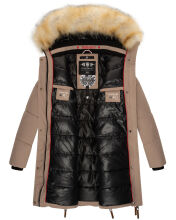 Navahoo Halina Damen Winter Steppmantel mit Kunstfell Taupe Gr&ouml;&szlig;e XS - Gr. 34
