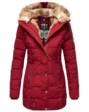 Marikoo warme Damen Steppmantel Winterjacke mit Kapuze Blood Red Gr&ouml;&szlig;e XS - Gr. 34