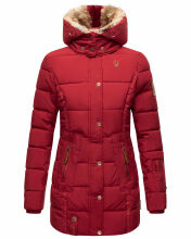 Marikoo warme Damen Steppmantel Winterjacke mit Kapuze Blood Red Größe S - Gr. 36