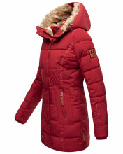 Marikoo warme Damen Steppmantel Winterjacke mit Kapuze Blood Red Größe S - Gr. 36