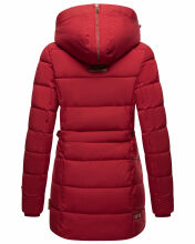 Marikoo warme Damen Steppmantel Winterjacke mit Kapuze Blood Red Größe S - Gr. 36
