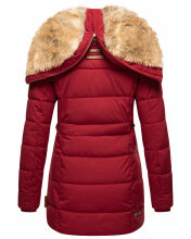 Marikoo warme Damen Steppmantel Winterjacke mit Kapuze Blood Red Größe S - Gr. 36